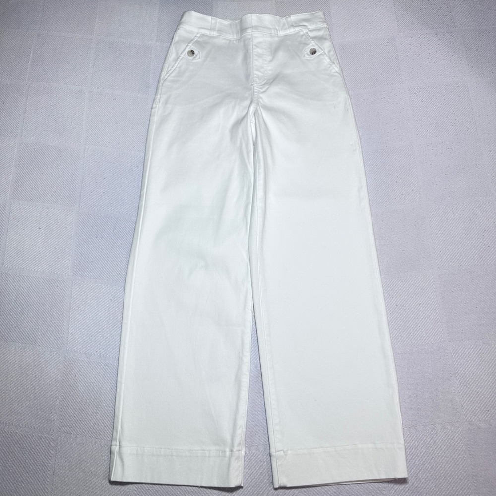Spanx Stretch Twill Cropped Wide Leg Pants Womens‎ XS High Rise White 20312R